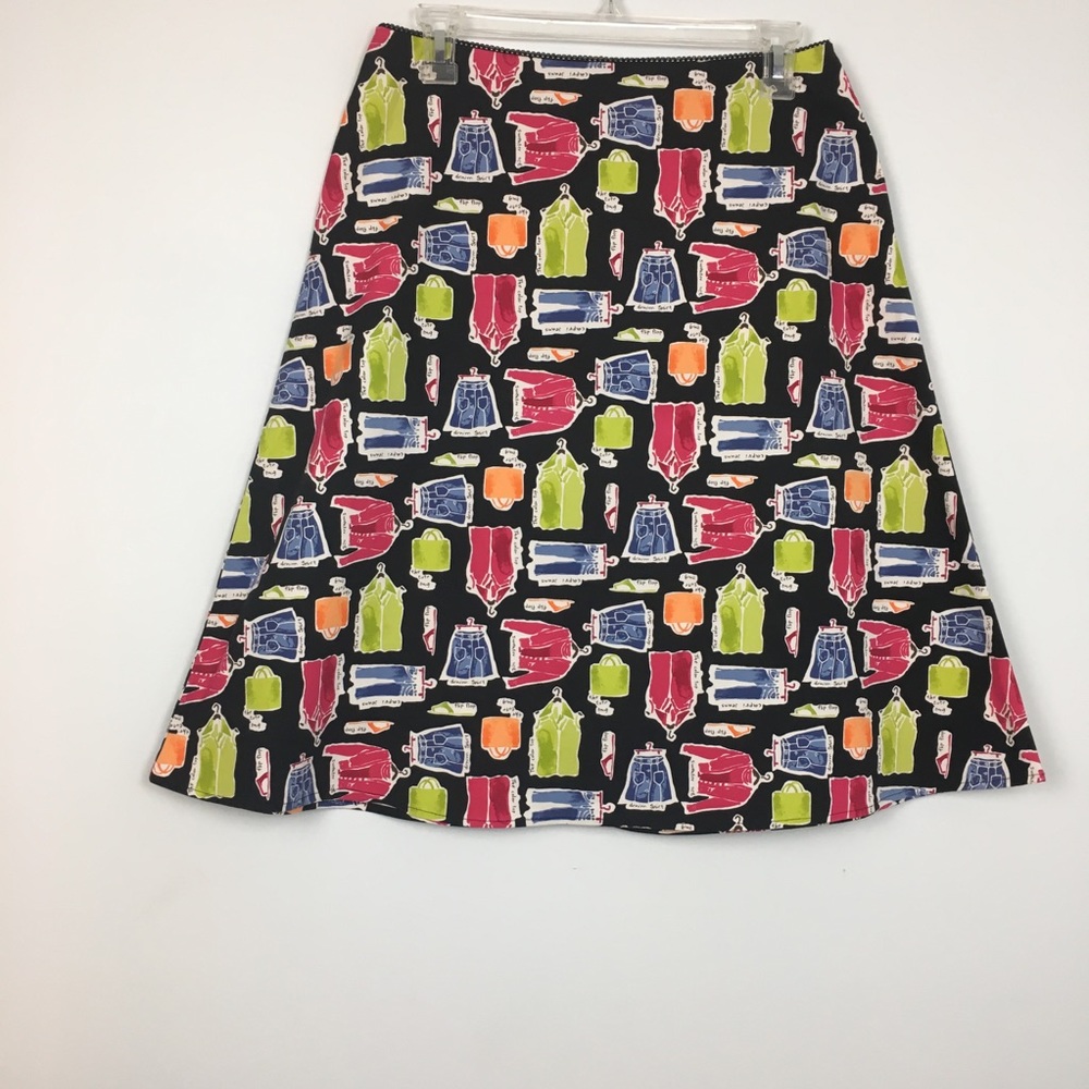 Vintage Valerie Stevens Graphic Skirt Sz 8P Black Multi Neon A-line Wardrobe Art